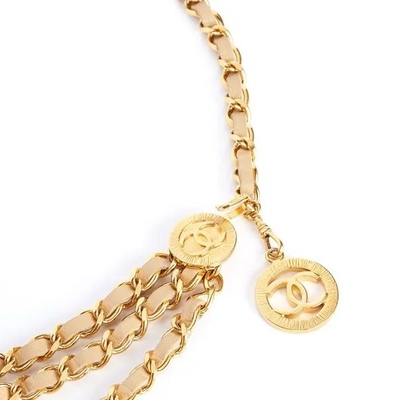 Authentic CHANEL Vintage Belt, Chanel Chain Belt, Chanel Chain and Leather Belt, - Picture 8 of 12